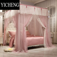 YICHENG蚊帐家用新款双层加密公主风花边1.8m米落地支架卧室双人大床