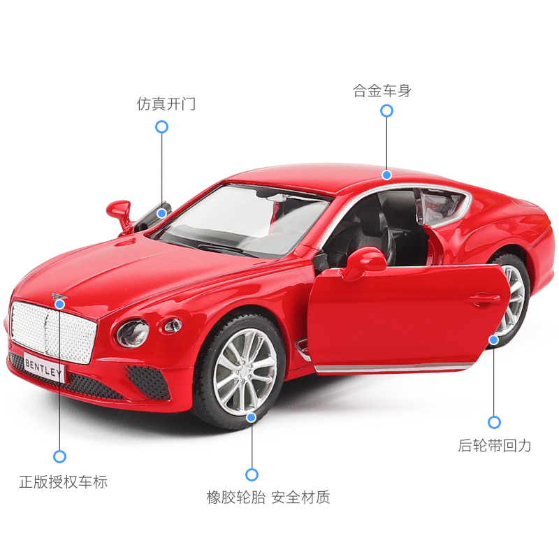 1/36宾利小汽车模型宝马跑车合金回力仿真儿童开玩具保时捷车模 G65深灰
