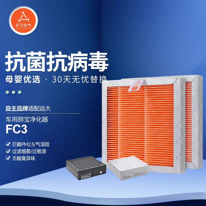 适配远大车载空气净化器肺保滤芯过滤网FC1/FC2/FC3车用耗材pm2.5图片