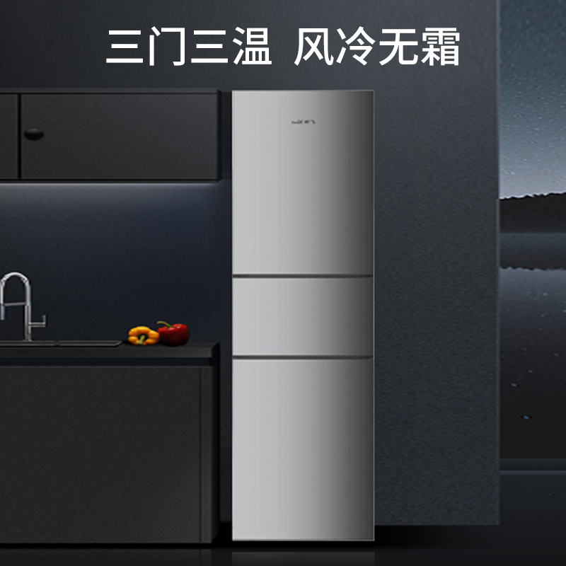 新飞(frestec)219升 三门三温风冷无霜家用冰箱低噪节能双层微冻室 BCD-219WK3A高清大图