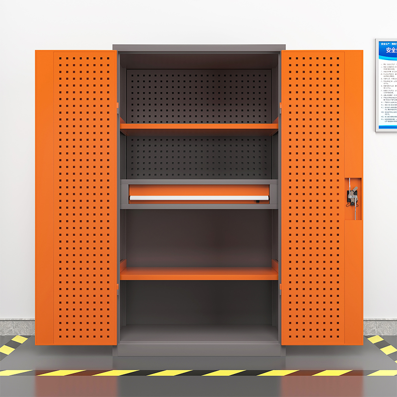 臻远ZY-GJGA-43 重型工具柜车间重型储物柜铁皮柜 通门带网内一斗 桔灰色高清大图