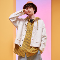 [1件3折价:69]美特斯邦威牛仔外套男立领新款春季情侣帅气休闲潮流男士夹克