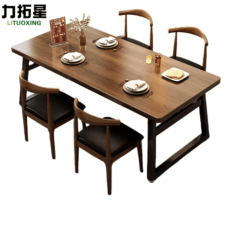 力拓星 长方形餐桌椅组合 加厚一桌四椅 套图片