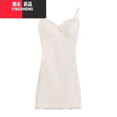 YIBUSHENG蕾丝边吊带包臀短裙性感辣妹姐姐裙显瘦打底连衣裙女内搭季新款