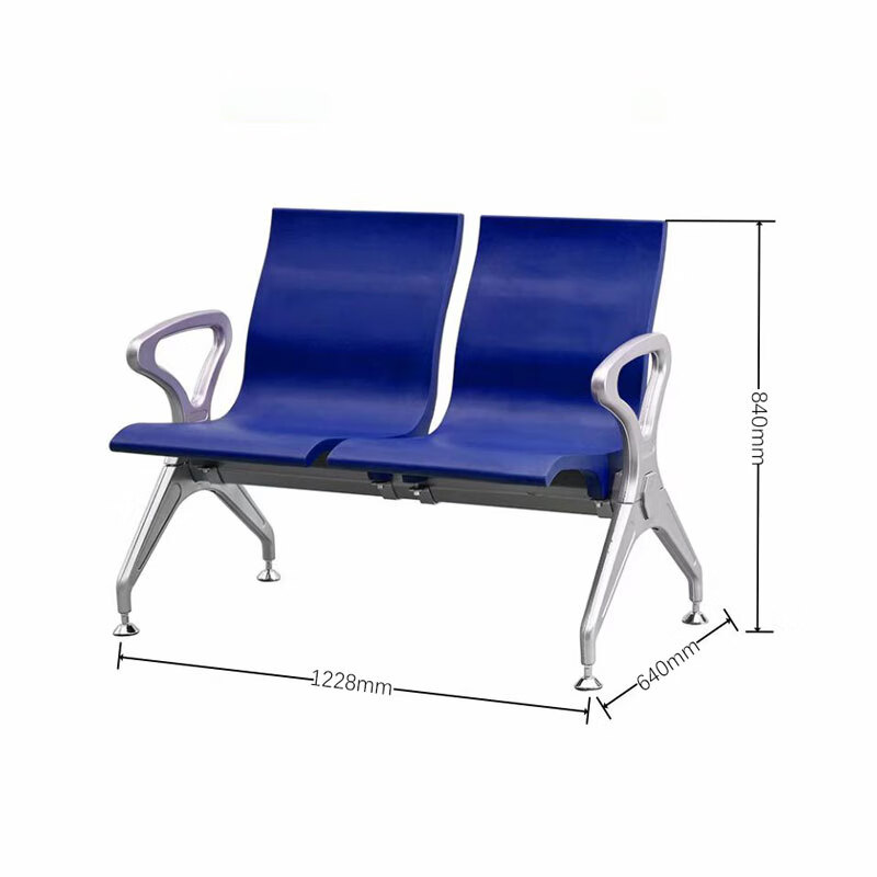 锦北多人机场椅PU候诊椅聚氨酯连排休息椅自结皮医院等候椅双人位蓝色高清大图