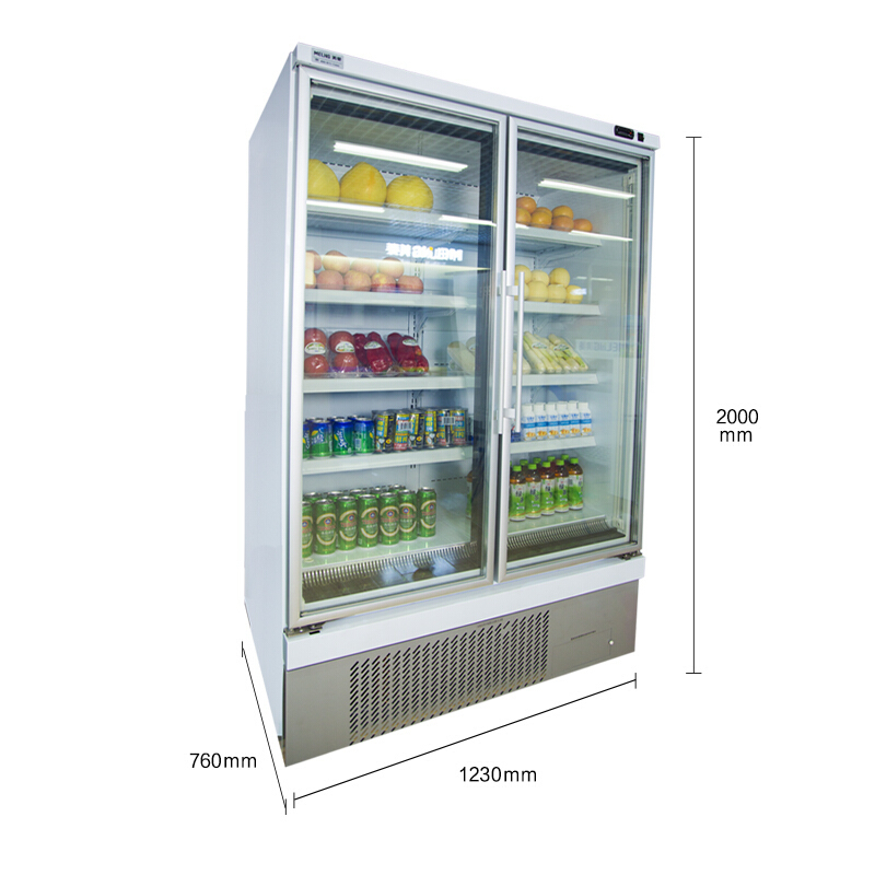 美菱mlds12dy76hrsn商用饮料冰柜展示柜立式单温双门大容量展示冷柜