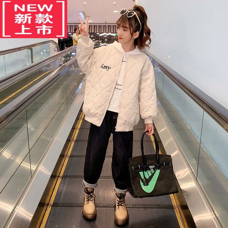 可莉允女童加棉外套冬装2022新款洋气儿童装时髦棉服女孩加厚棒球服冬季图片