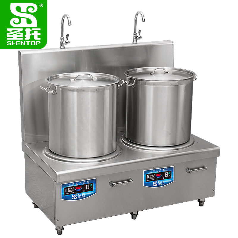 圣托(Shentop)双头电矮汤炉15KW*2 学校食堂煲粥炉 双头电磁煲汤炉 DCC02高清大图