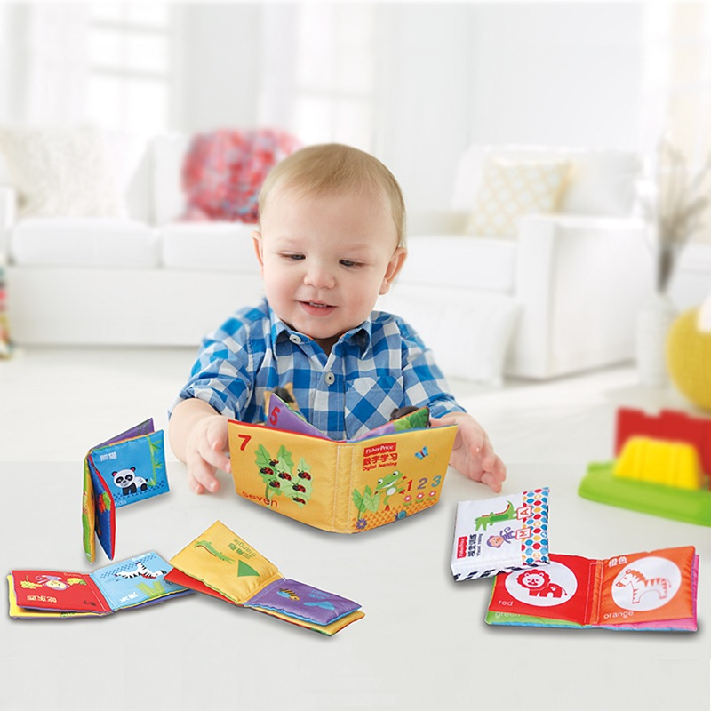 费雪Fisher-Price 婴幼儿布书早教布书套装(含6本数字动物形状颜色视觉动作)宝宝布书启蒙学习玩具F0812