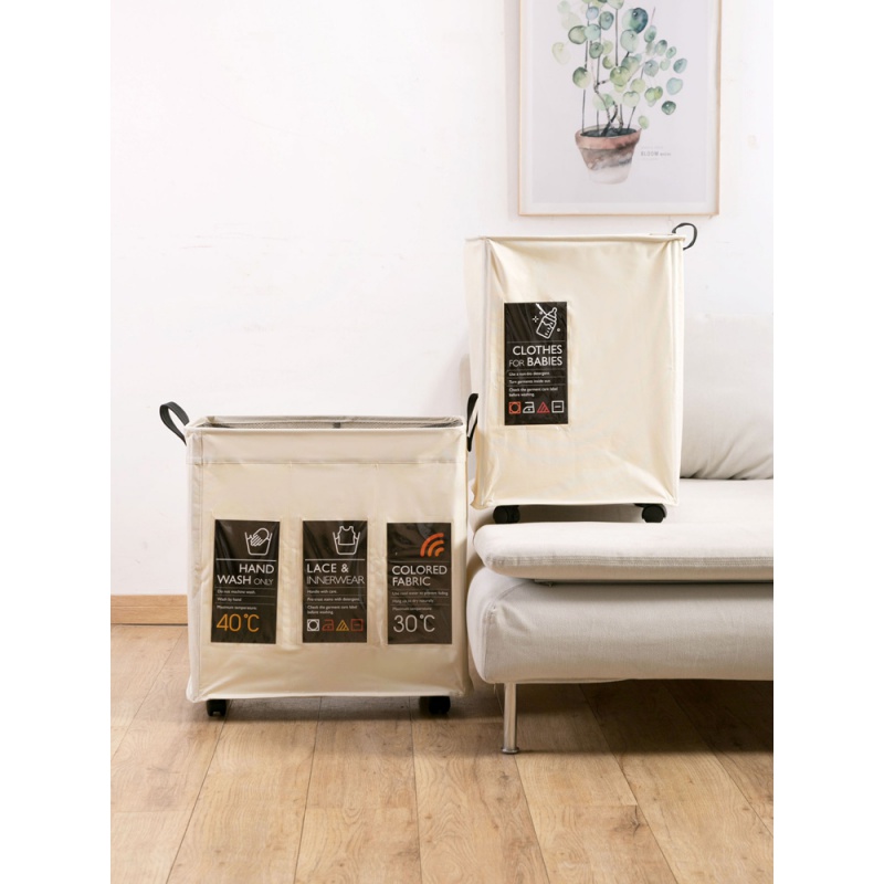 带滚轮脏衣篮衣服分类收纳筐家用脏衣服收纳桶脏衣篓洗衣篮高清大图