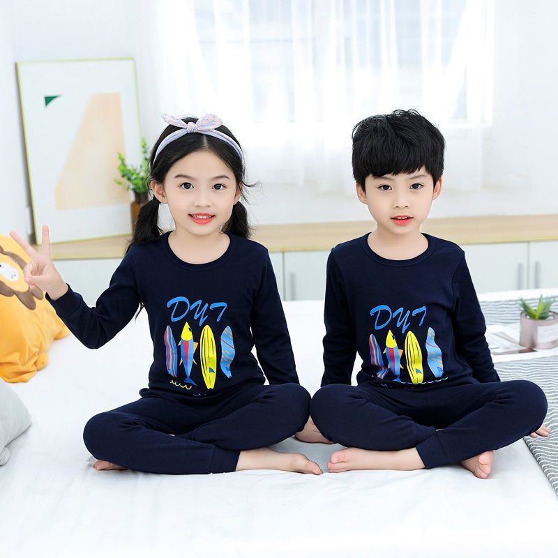 儿童内衣套装纯棉男童女童圆领秋衣秋裤中大童小孩全棉棉毛衫睡衣