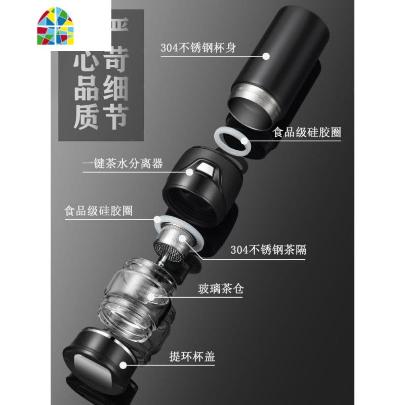 便携茶水分离杯泡茶叶保温杯不锈钢大容量办公水杯男女士车载 FENGHOU 单杯棕色☆316不锈钢☆550ml图片