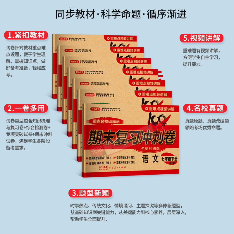 [人教版] 语文 八年级下 [正版]全套任选初中期末复习冲刺卷100分测试卷上册下册七年级八年级九数学英语物理语文政史地