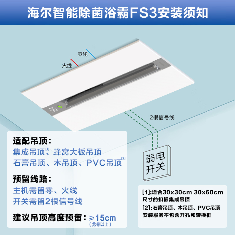 海尔风暖浴霸智能暖风照明排气一体机五合一FS3浴室吊顶线上线下同款AI智能蝶翼AI双智控变频高清大图