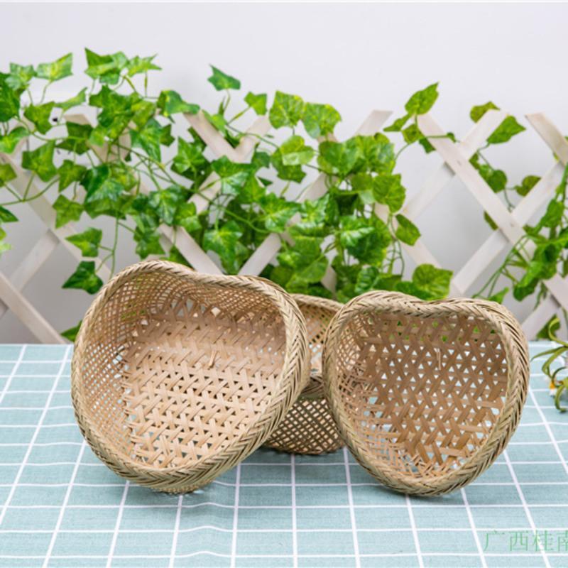 手工竹制品竹篮子收纳筐水果篮创意篮子家用点心竹编篮子竹筛簸箕创意