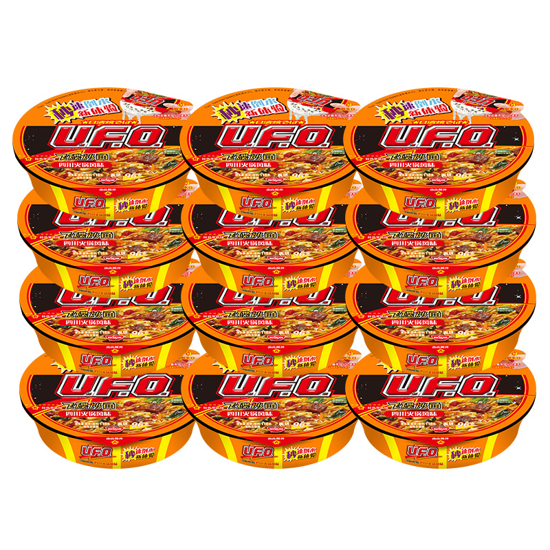 日清(NISSIN) UFO飞碟炒面 四川火锅风味124g/碗 * 12碗装 速食 拌面 整箱 捞面 干拌面 方便面