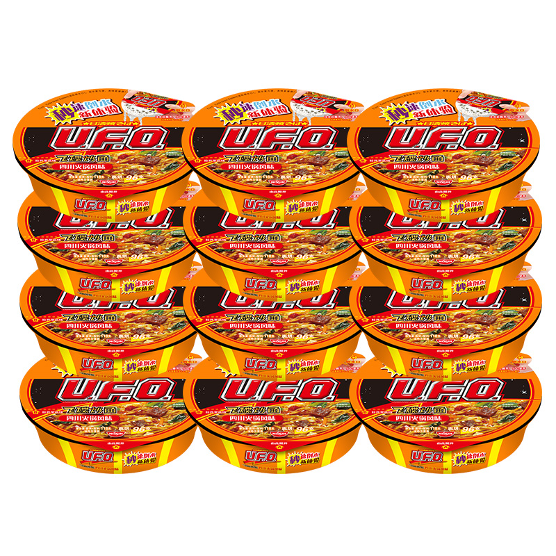 日清(NISSIN) UFO飞碟炒面 四川火锅风味124g/碗 * 12碗装 速食 拌面 整箱 捞面 干拌面 方便面