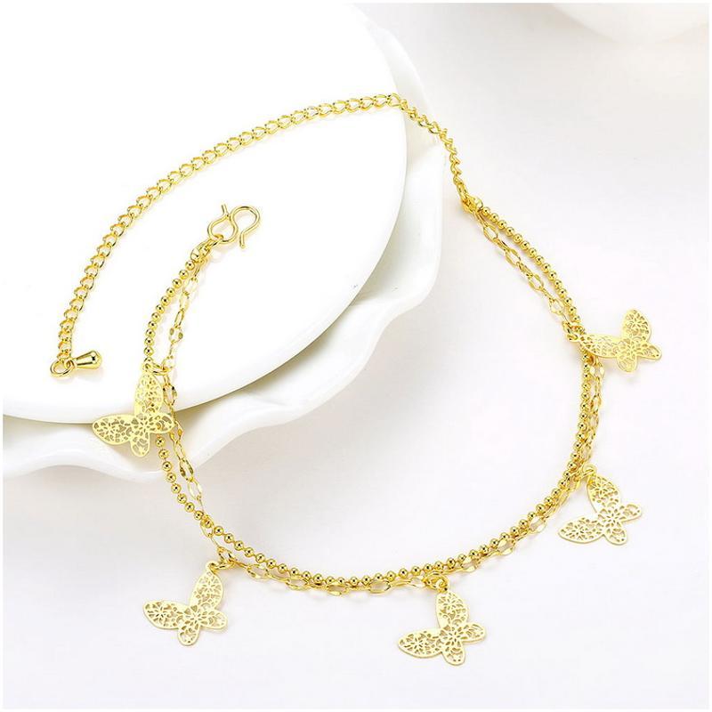A060-A Women 18K yellow gold anklet jewelry 镀黄金色女脚链潮
