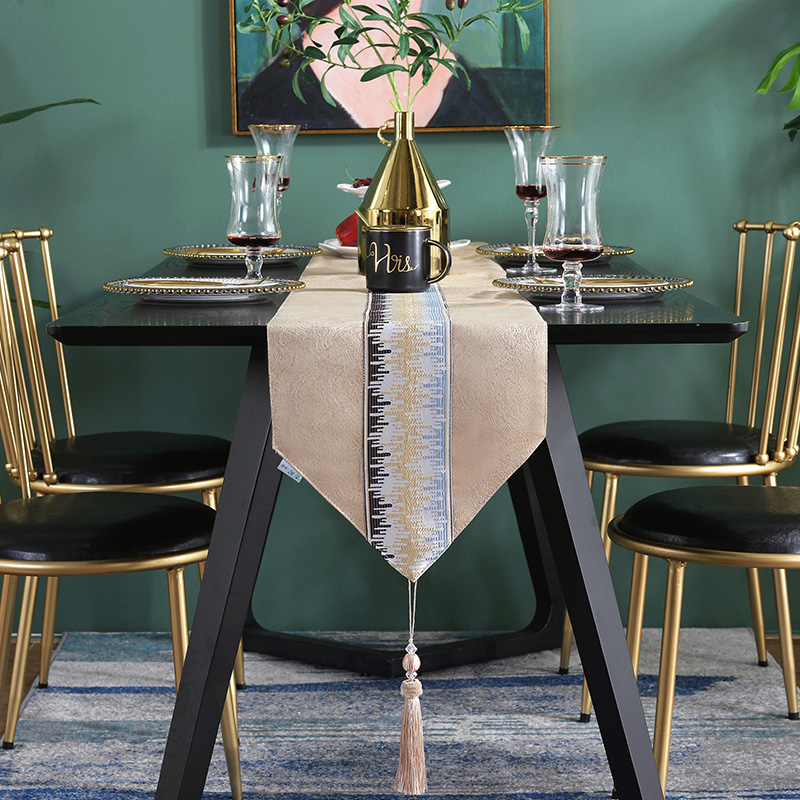 新中式桌旗现代简约时尚装饰布茶几餐桌布艺中间长条轻奢风家用