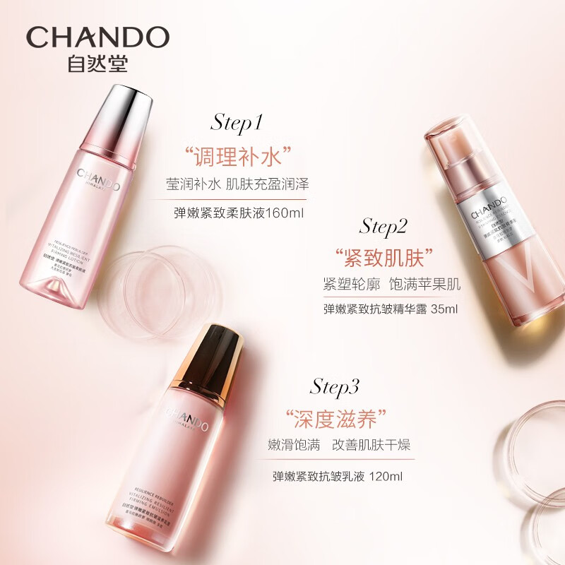 自然堂弹嫩紧致抗皱保湿四件套(洁水乳精华)高清大图