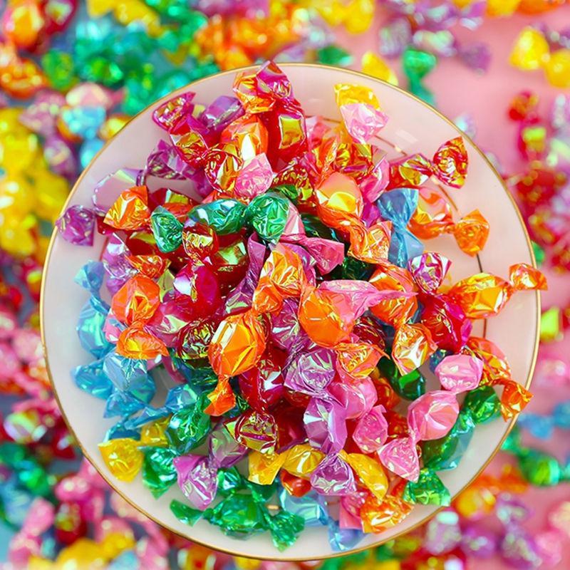 千纸鹤糖网红炫彩糖果500克批发散装休闲零食混合味多彩色糖