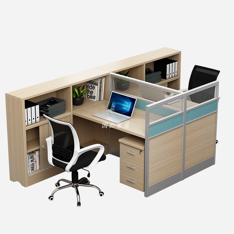 国云家居面对面双人位含书柜职员桌隔断办公桌卡座gy601