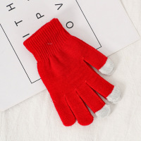触屏手套加厚拉绒保暖触摸屏手套 女 大红色