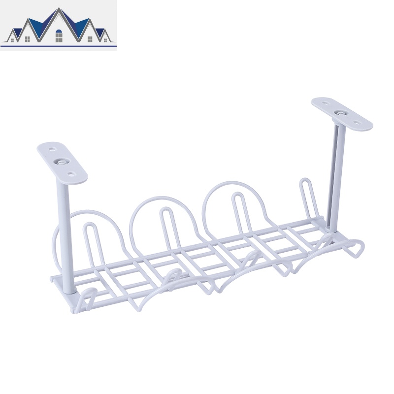 多功能桌下挂式置物架下挂线路插线板整理收纳架厨房免打孔储物架 三维工匠