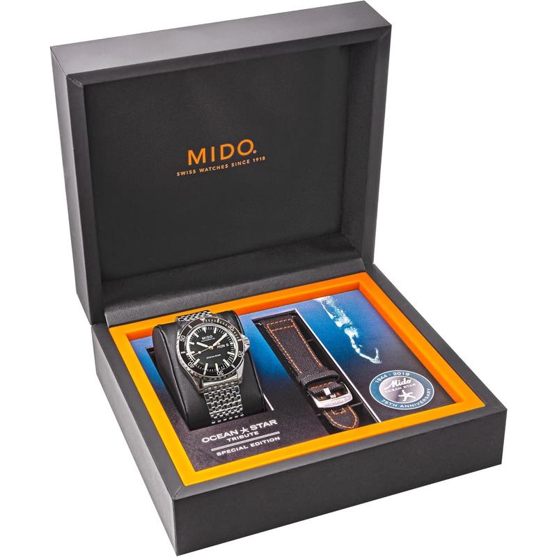 Mido瑞士男表 海洋之星系列运动百搭夜光黑盘钢带自动机械200米防水表高清大图