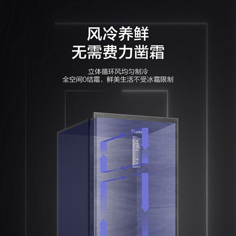 Haier/海尔立式冰柜家用风冷无霜171 升一级能效抽屉式冷柜 171升双温双控冻藏转换银河灰