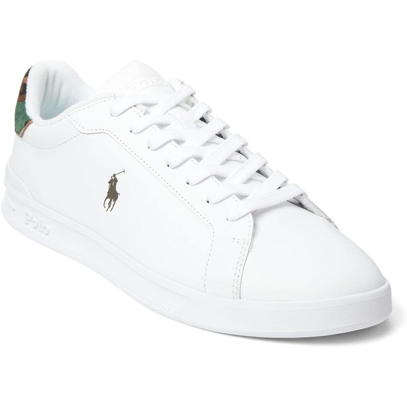 Polo Ralph Lauren男士休闲英伦风 heritage 系列真皮帆布拼接板鞋 Blanco/Camuflaje 44