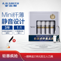 AO史密斯(A.O.Smith)厨下式家用直饮净水器DR50-T2 Mini纤薄机身 反渗透膜3年 50加仑 净水机