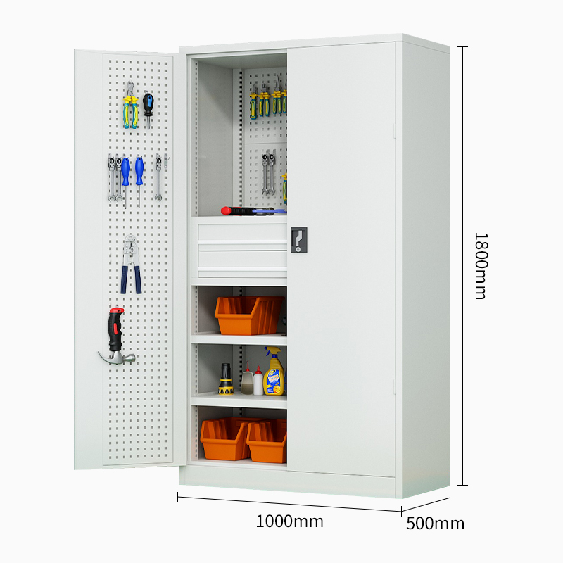 振奥 工具柜重型工具柜五金零件柜多功能加厚车间置物柜 1800x1000x500mm/台(三层二抽带挂板灰白)