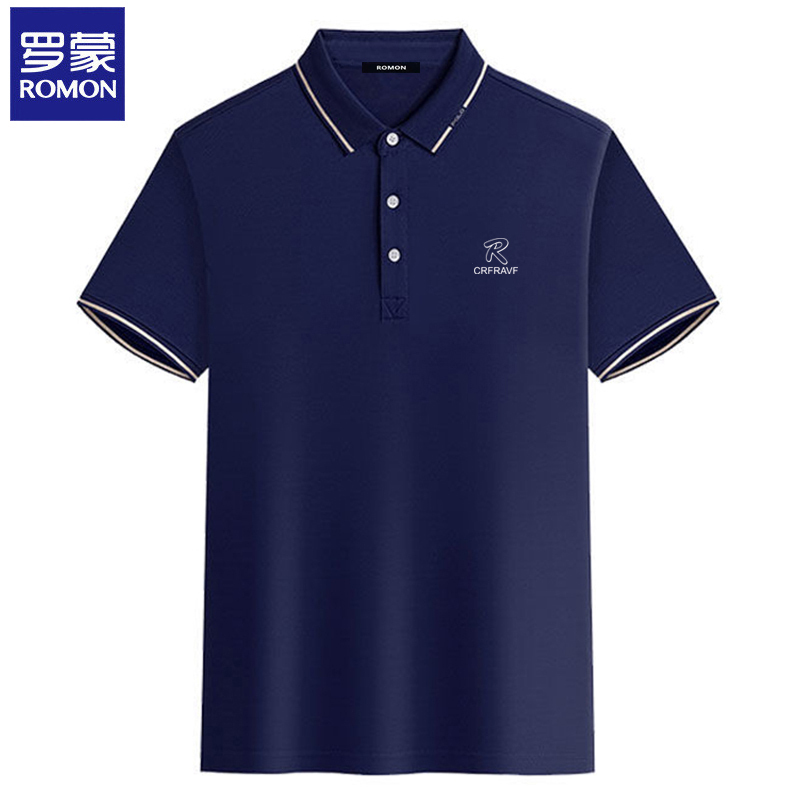 罗蒙男士休闲衫潮流中青年纯色翻领半袖百搭宽松t恤夏季短袖t恤视频