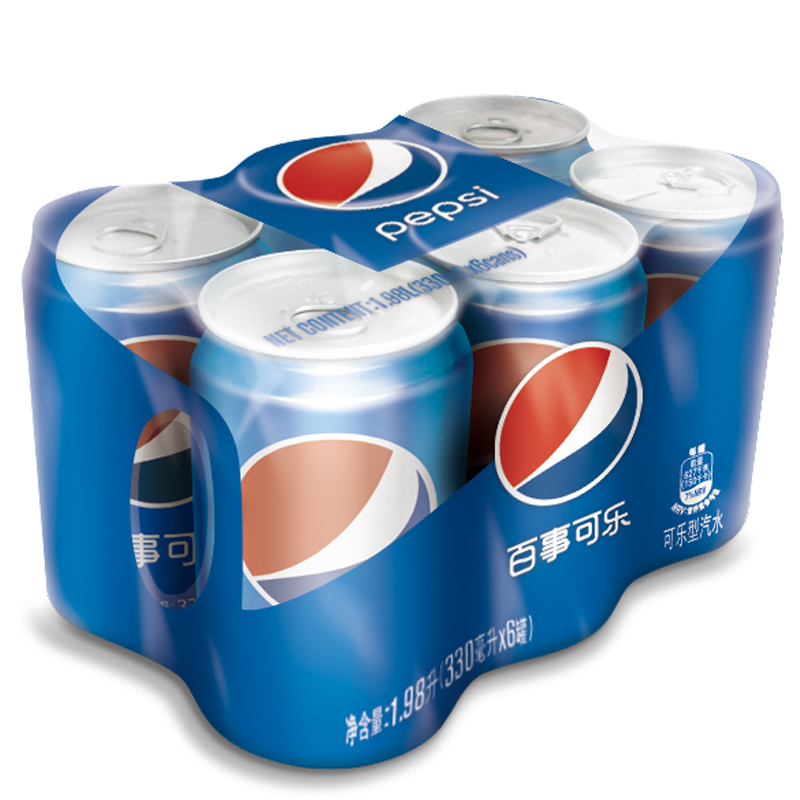 6罐百事可乐 可乐型汽水 330ml*6听装碳酸汽水饮料罐装 自营高清大图