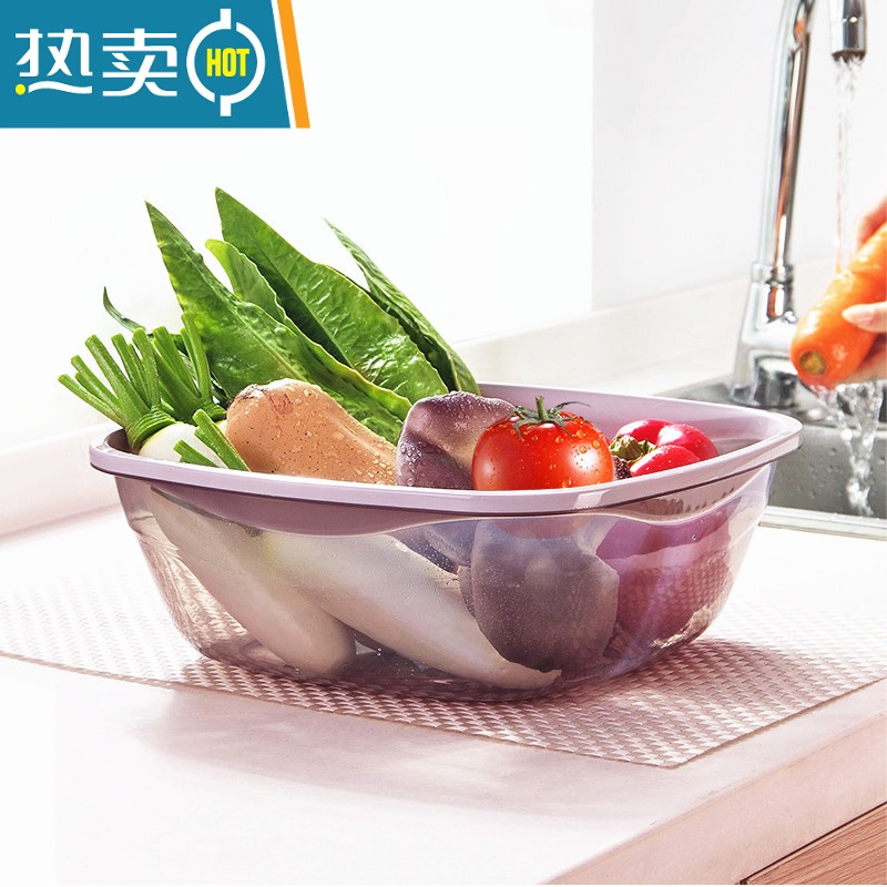 JING PING方形洗脸盆加厚塑料盆学生宿舍洗脚盆家用厨房洗菜盆婴儿洗屁股盆高清大图