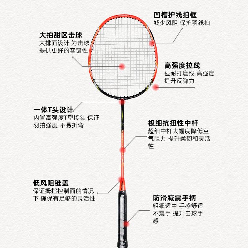 LEIKESI情侣拍成人家庭练习轻高弹手感好LX-223一体羽毛球拍情侣装高清大图