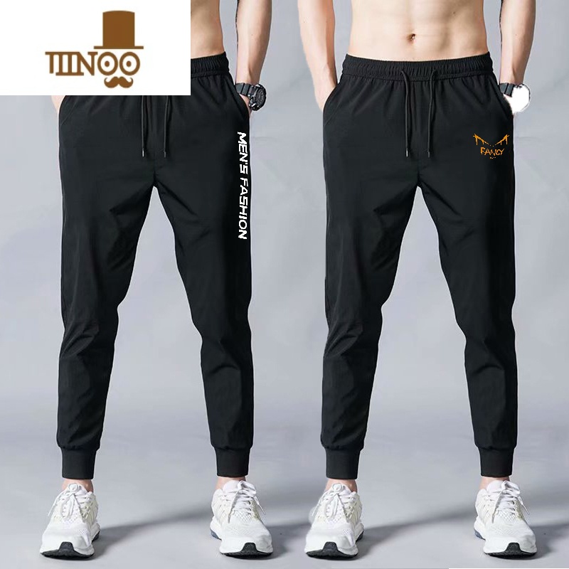 YANXU运动裤男士休闲长裤大码宽松潮流冰丝夏季薄款加大束脚裤卫裤子男高清大图