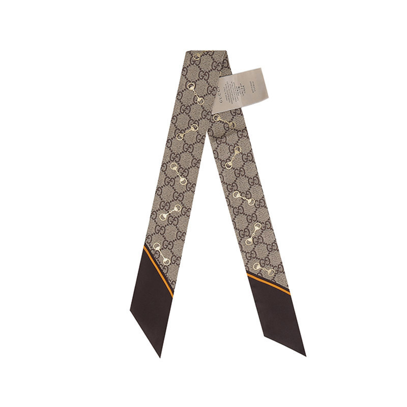 古驰gucci女士桑蚕丝绑带装饰带束发带小领巾窄版丝巾6637193g001