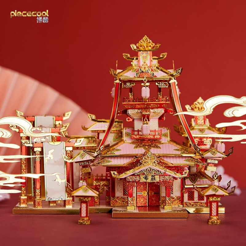 3d金属立体拼装模型拼插拼图成人减压十里红妆花轿凤冠嫁衣送女孩婚礼情人节diy手工创意摆件礼物