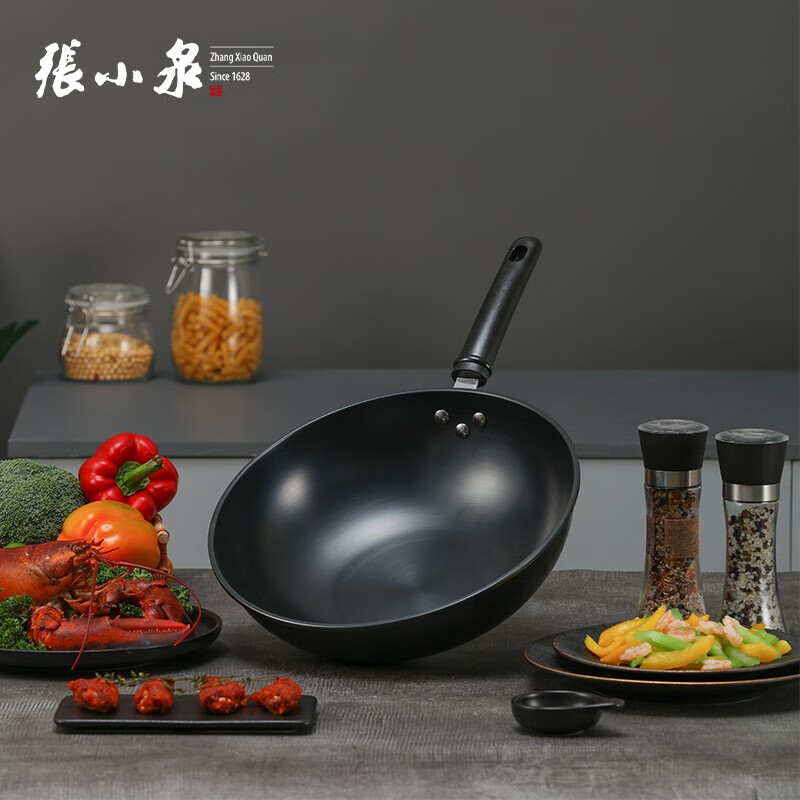 张小泉东坡家黑金铁锅32cm C30620100,高清大图