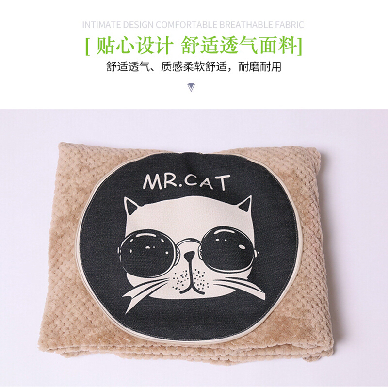 汽车圆形抱枕被毯子卡通龙猫可爱女士两用内饰棉麻空被装饰用品