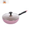 粉色锅小炒锅不粘锅具无油烟平底炒菜锅家用电磁炉适用 28cm粉色(不含盖) 敬平