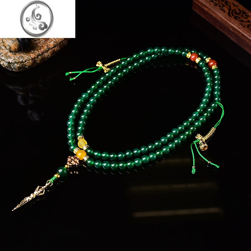 jimi巴西绿玛瑙108颗佛珠男女款多圈手链手串手持项链念珠脖挂