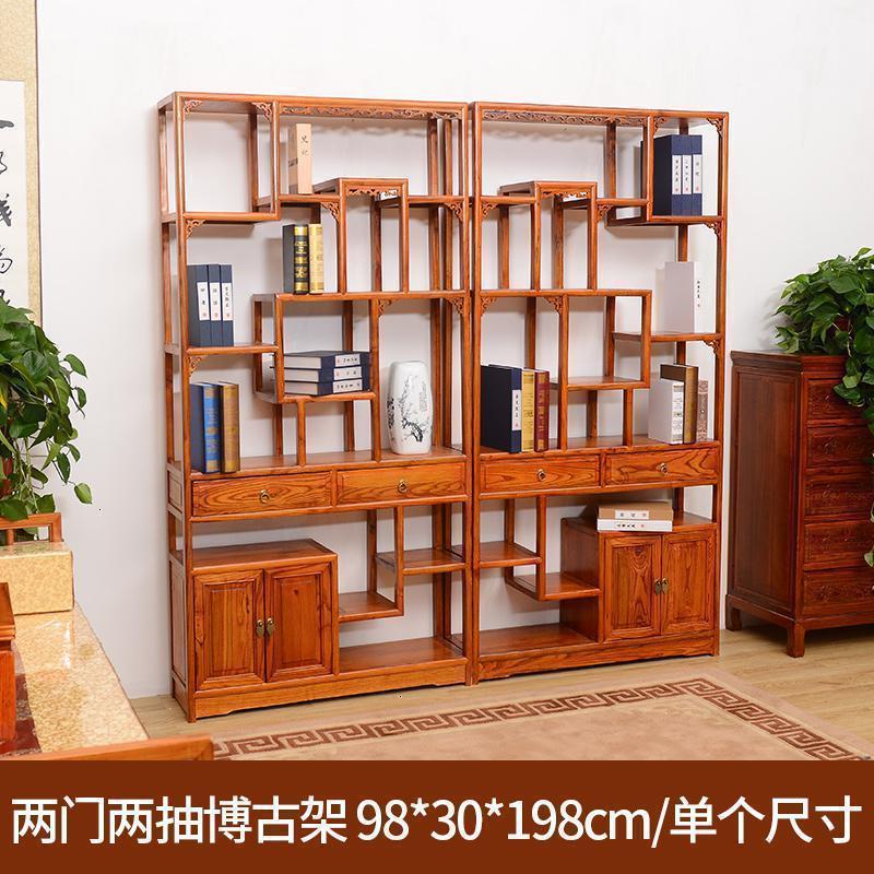 博古架实木中式多宝阁仿古客厅隔断置物古董茶叶展示架榆木陈列柜_3_626_158 两门两抽博古架一组包邮1米以下