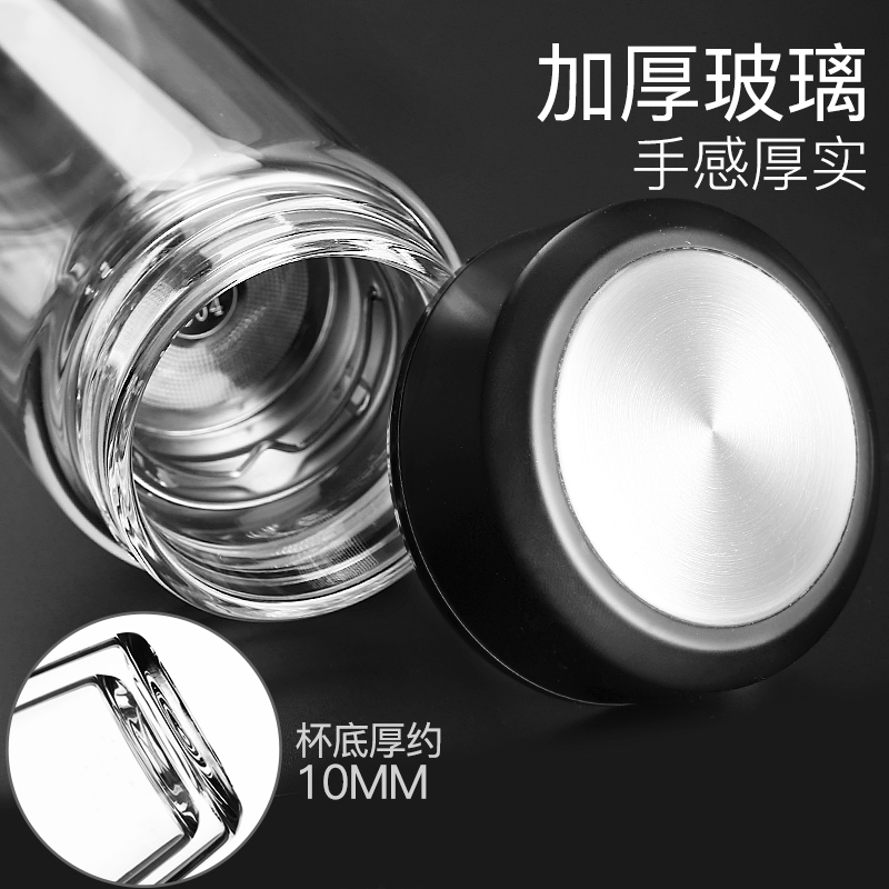 美帮汇双层玻璃杯女士小号保温茶叶杯过滤泡茶隔热便携男加厚水杯子高清大图