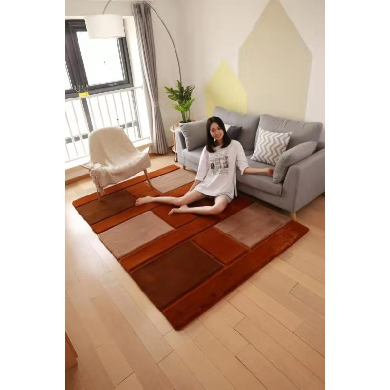 美帮汇仿兔毛地毯卧室客厅简约素色飘窗床边可定制可剪裁水洗 拼接8号 120*200厘米（床边或床尾）