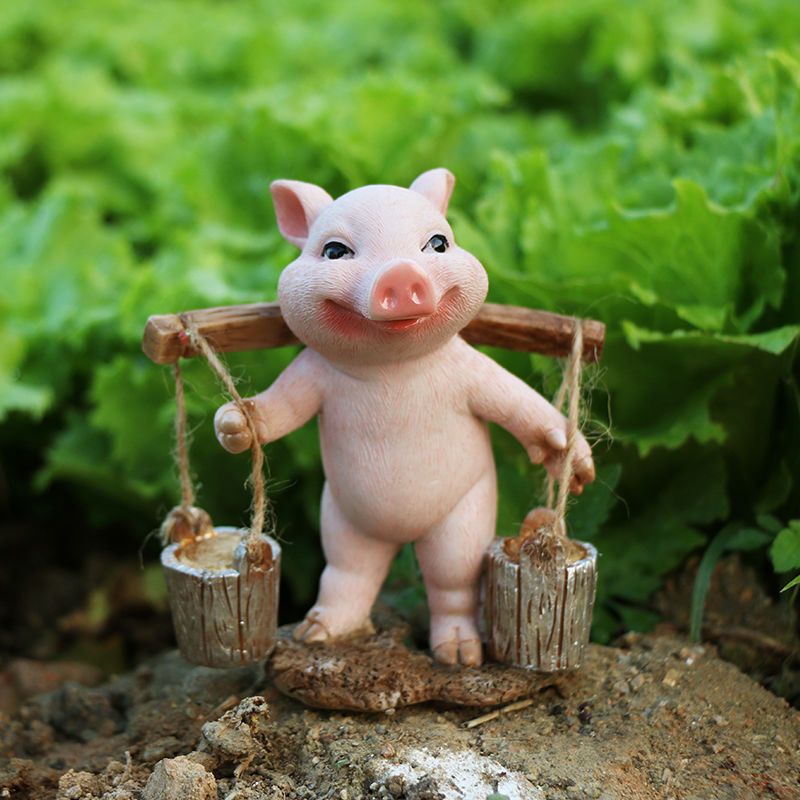 农场可爱小猪动物摆件户外小花园庭院假山造景室内阳台露台装饰品搬砖