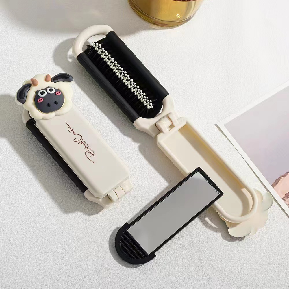 折叠气垫梳随身便携迷你小梳子镜梳一体折叠气囊梳子按摩梳美发梳高清大图