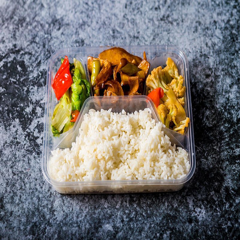 方形透明加厚四格50套透明方形四格分格一次性餐盒外卖打包盒塑料快餐